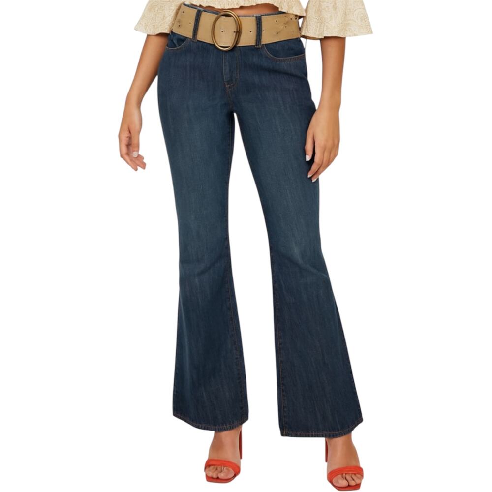 Vintage Jordache Jeans Lo-Rise Bootcut Cotton Dark Wash Belt Blue 11/12 32x33
